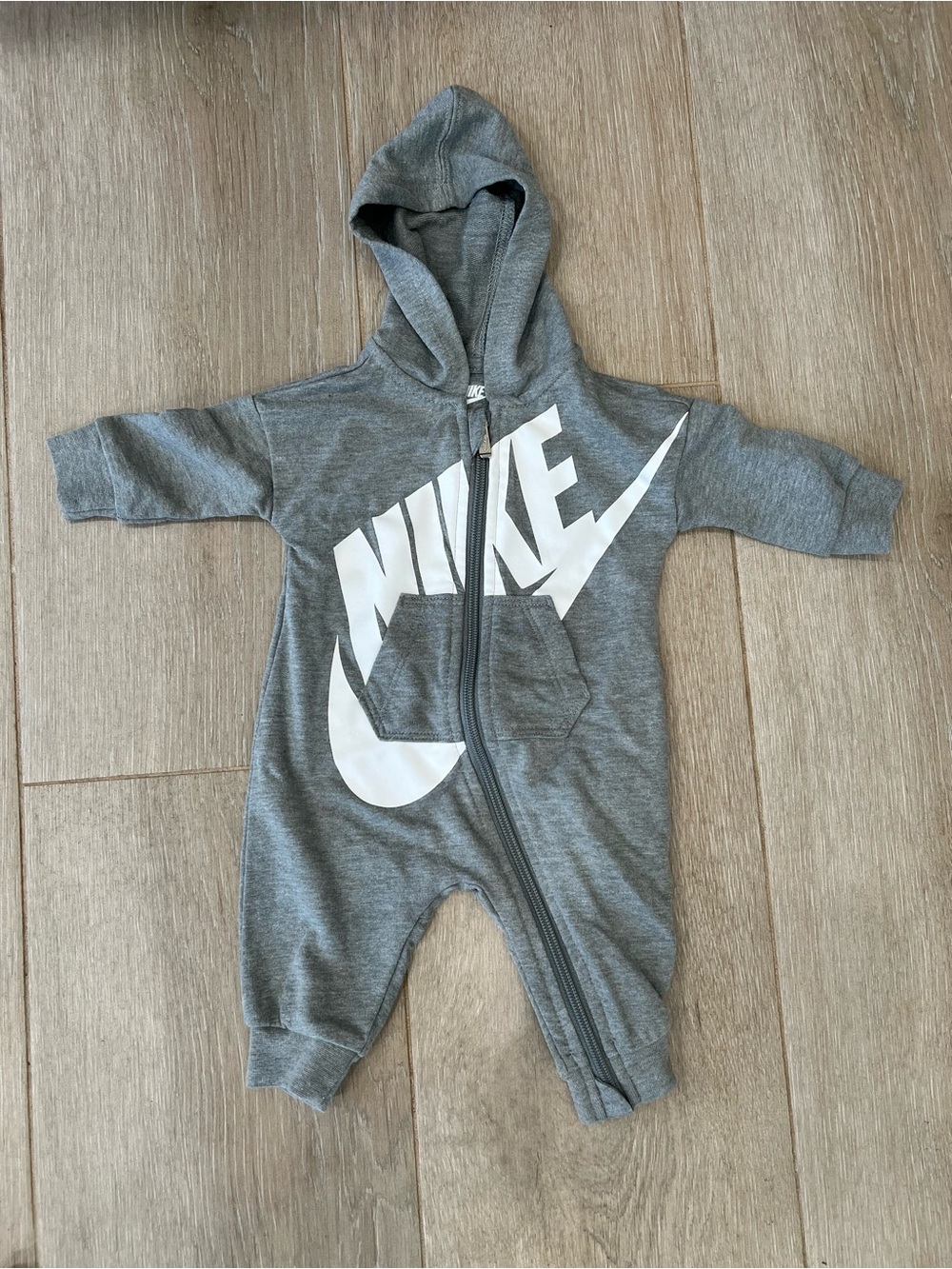 Nike Gray Hoodie One-Piece for Kids, 3 month